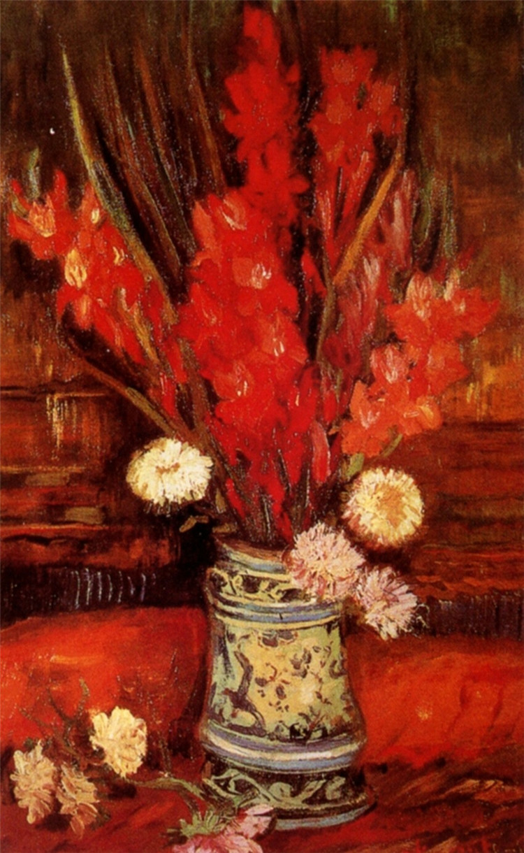 Vase With Red Gladioli 2 Van Gogh Oil Painting